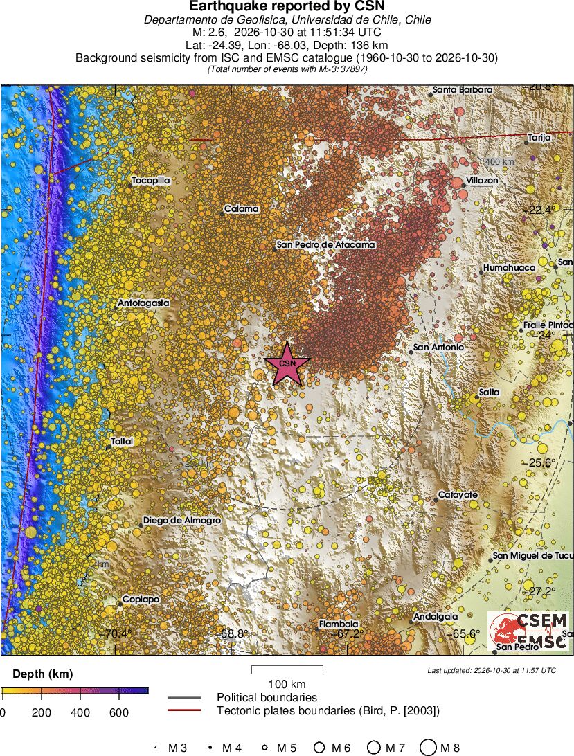 regional depth historical seismicity