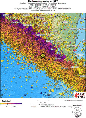 regional depth historical seismicity