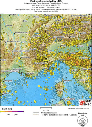 regional depth historical seismicity