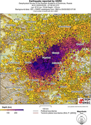 regional depth historical seismicity