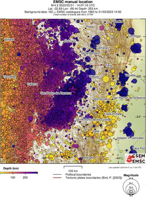 regional depth historical seismicity