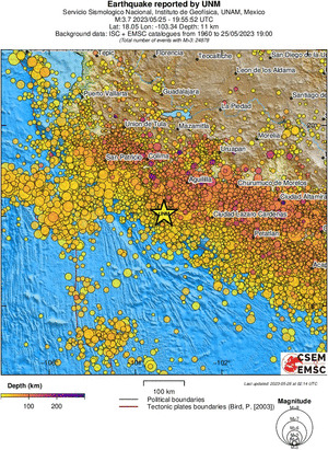 regional depth historical seismicity