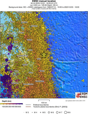 regional depth historical seismicity