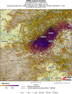 regional depth historical seismicity