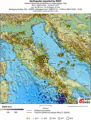 regional depth historical seismicity