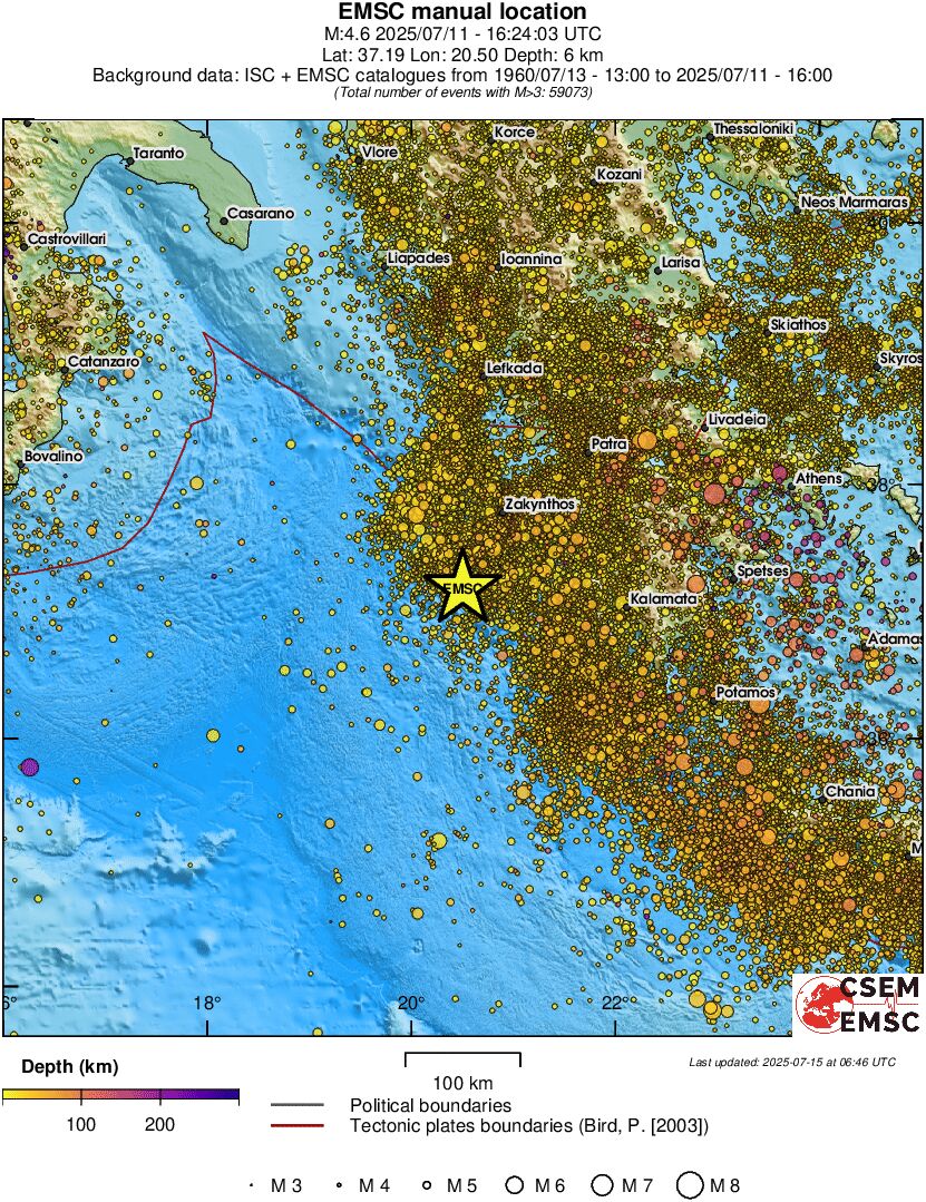 regional depth historical seismicity