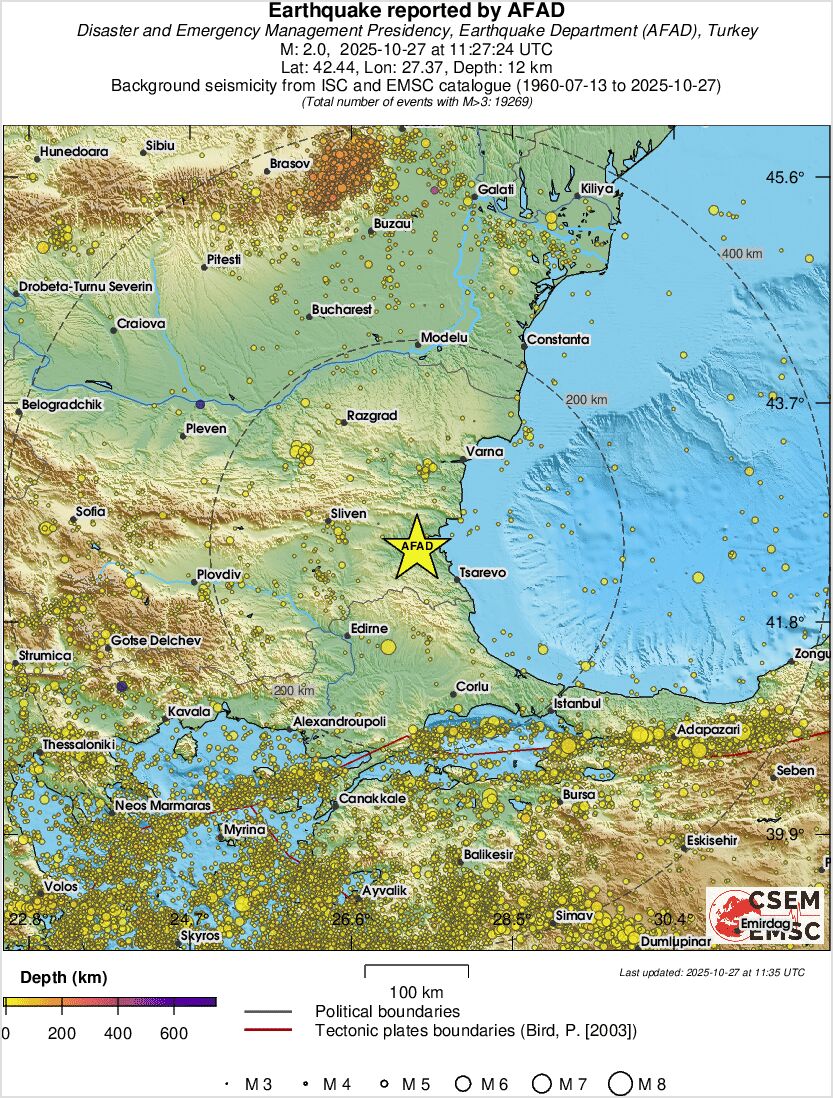 regional depth historical seismicity