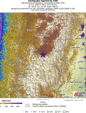 regional depth historical seismicity