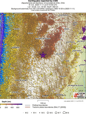 regional depth historical seismicity
