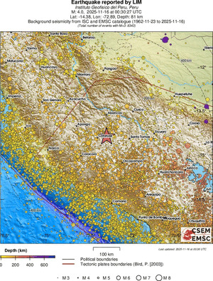 regional depth historical seismicity