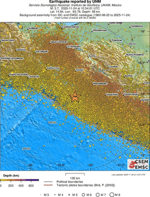 regional depth historical seismicity