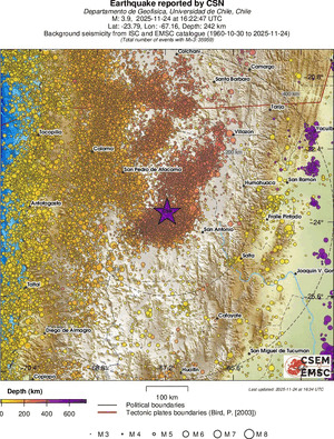 regional depth historical seismicity