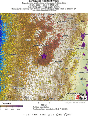 regional depth historical seismicity