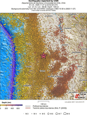 regional depth historical seismicity