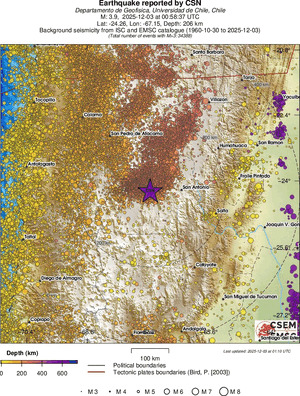 regional depth historical seismicity