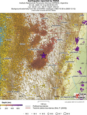 regional depth historical seismicity
