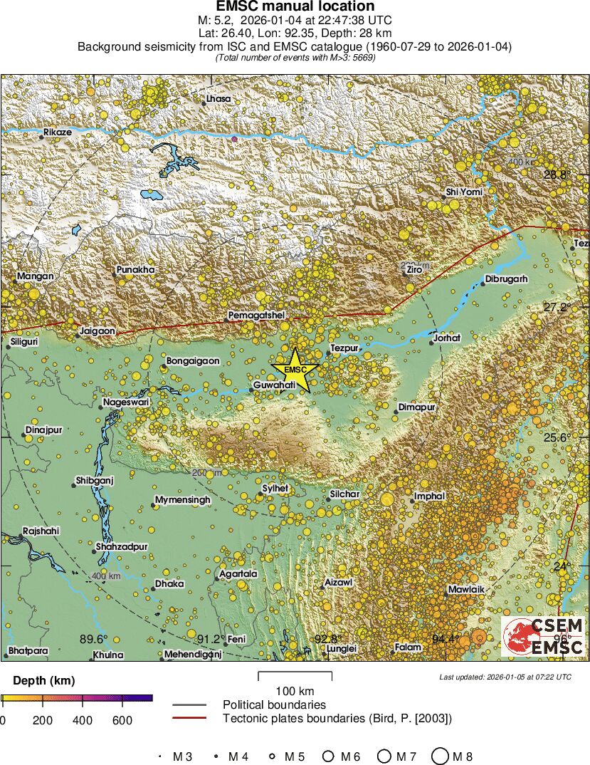 regional depth historical seismicity