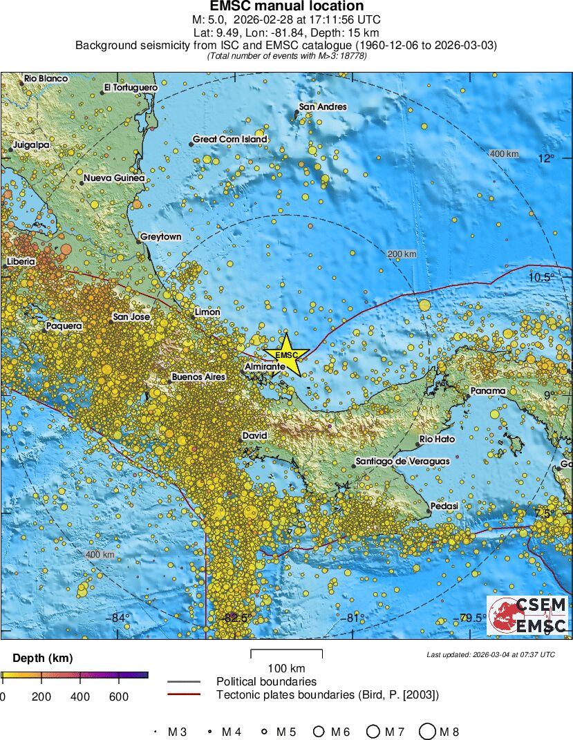 regional depth historical seismicity