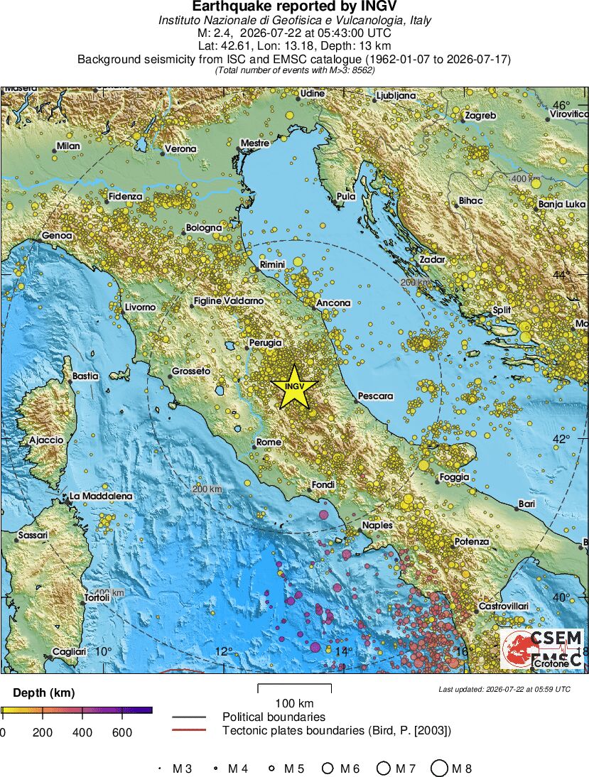 regional depth historical seismicity
