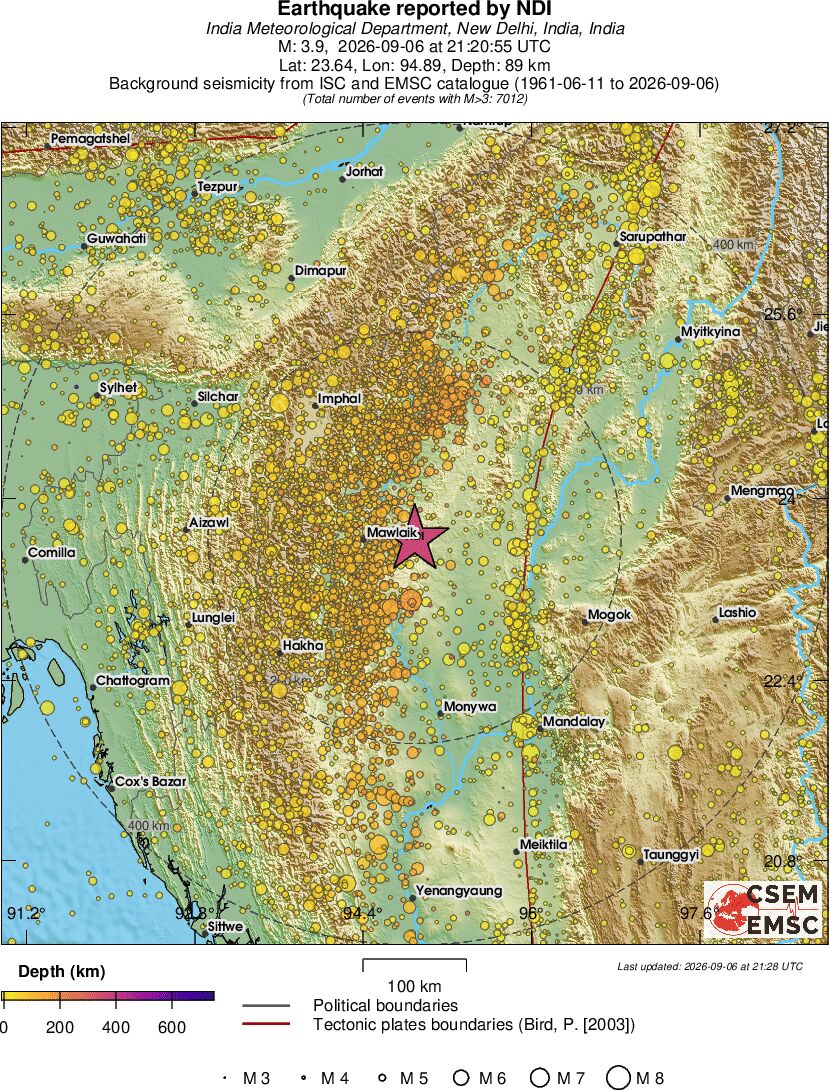 regional depth historical seismicity