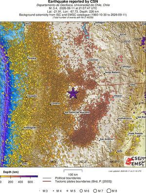 regional depth historical seismicity