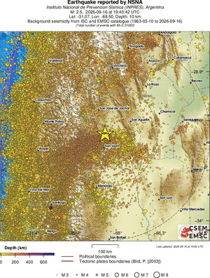 regional depth historical seismicity