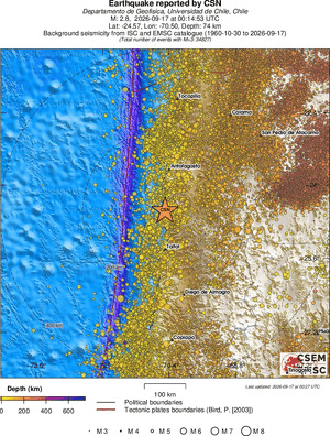 regional depth historical seismicity