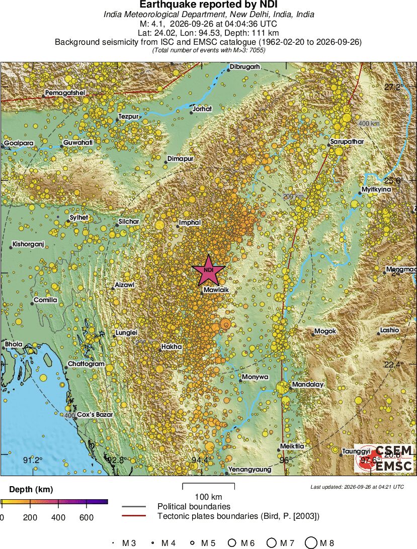 regional depth historical seismicity