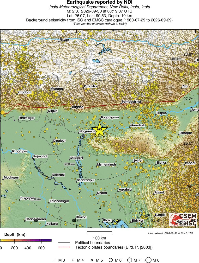 regional depth historical seismicity
