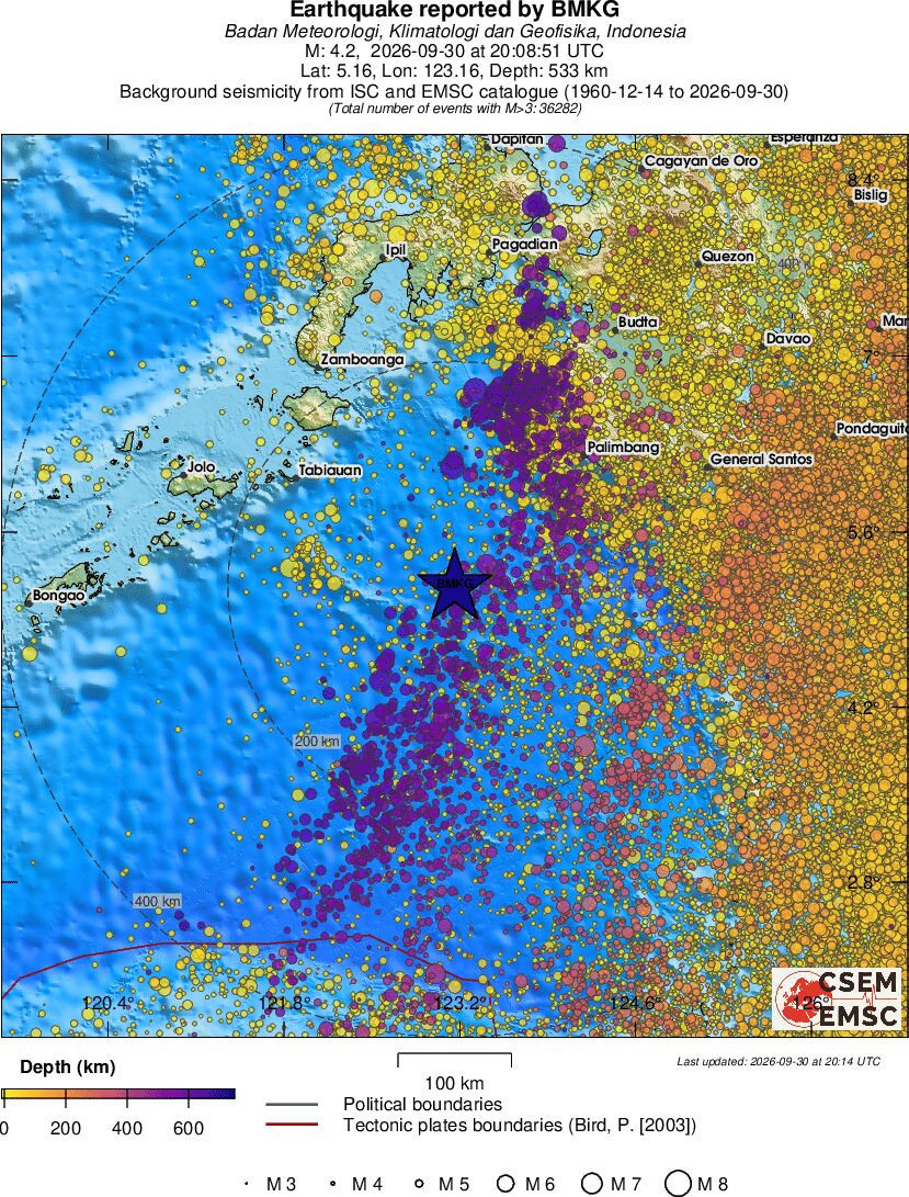 regional depth historical seismicity