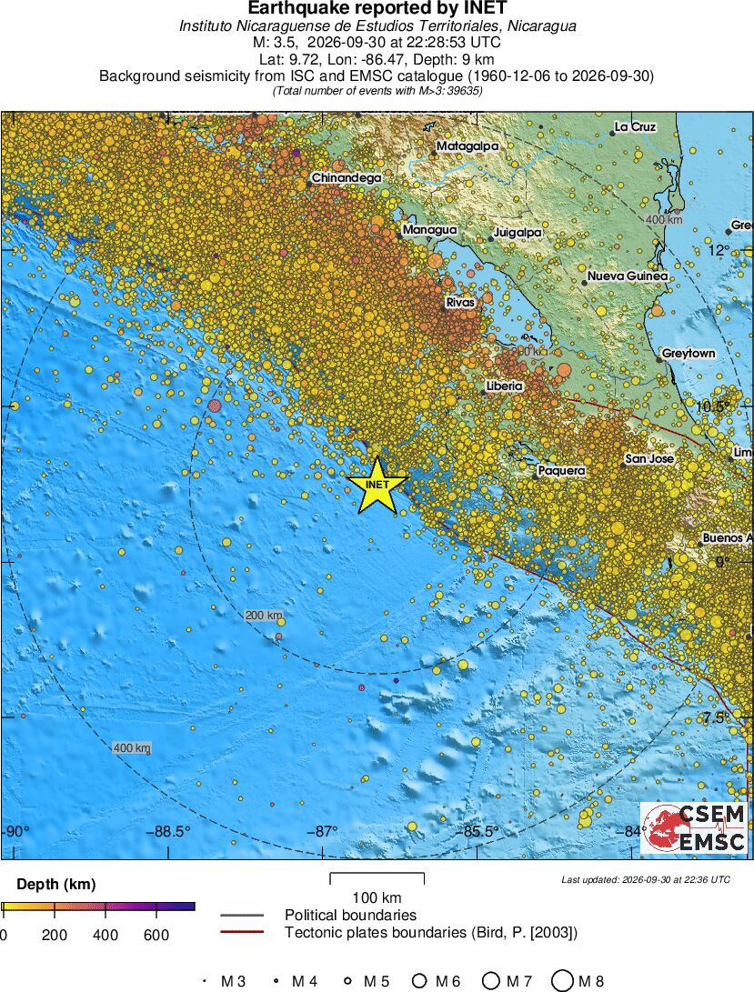 regional depth historical seismicity