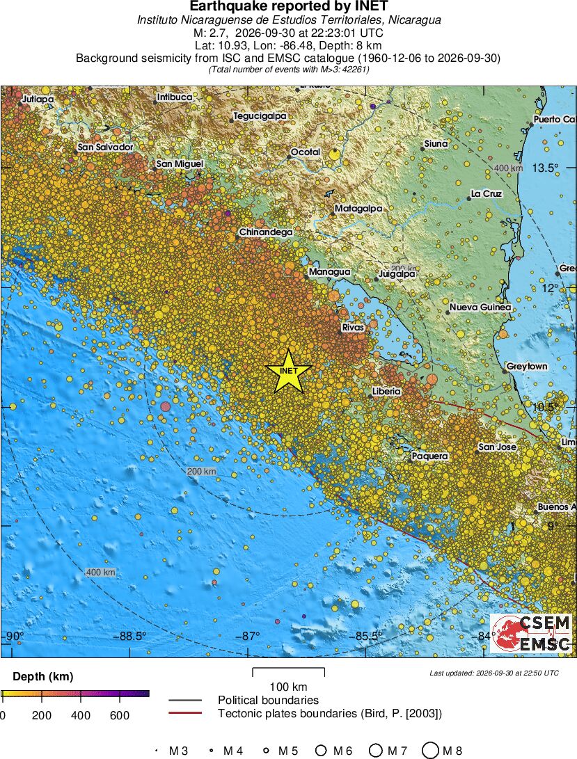 regional depth historical seismicity