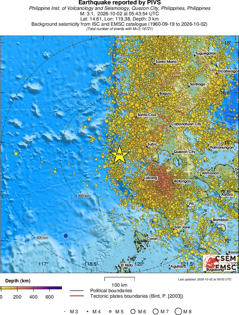 regional depth historical seismicity