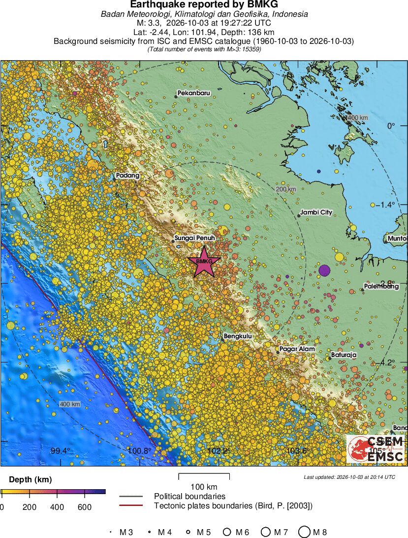 regional depth historical seismicity