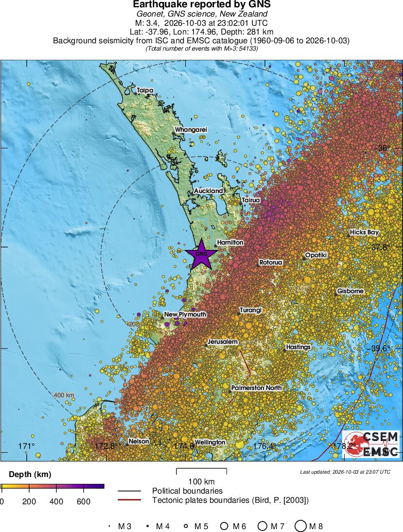 regional depth historical seismicity