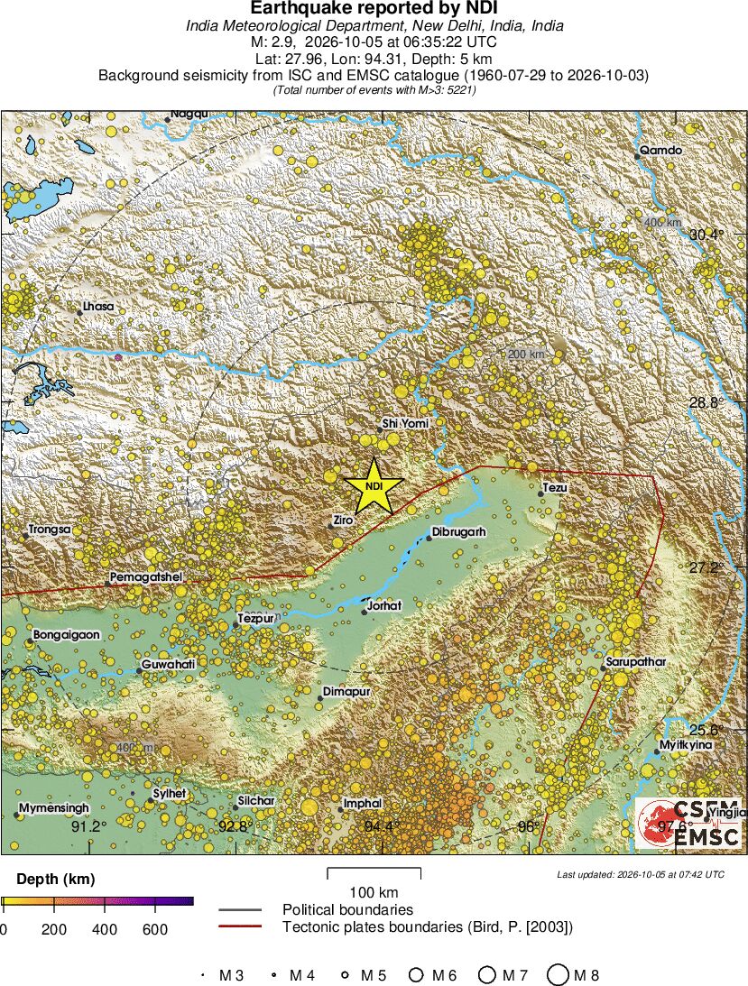 regional depth historical seismicity