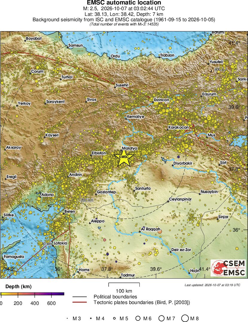 regional depth historical seismicity