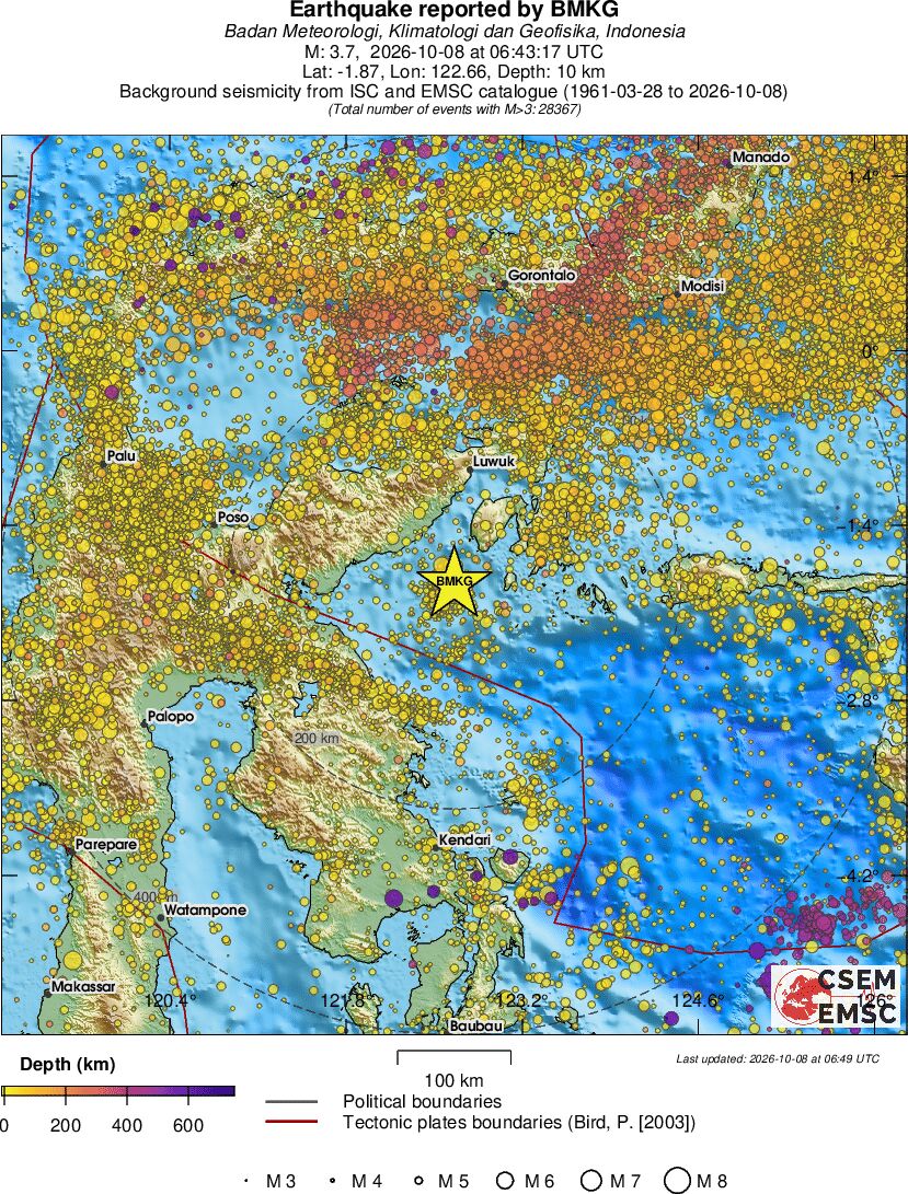 regional depth historical seismicity