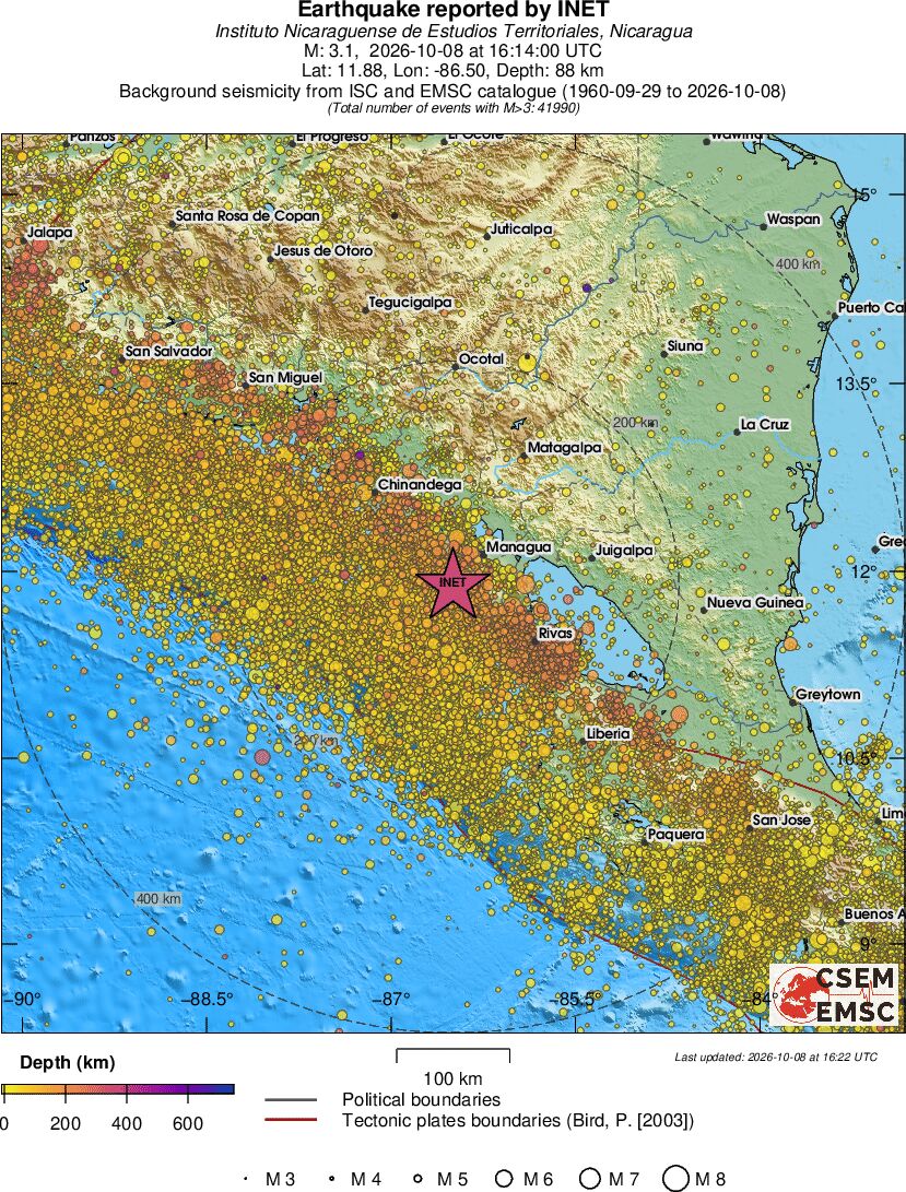 regional depth historical seismicity