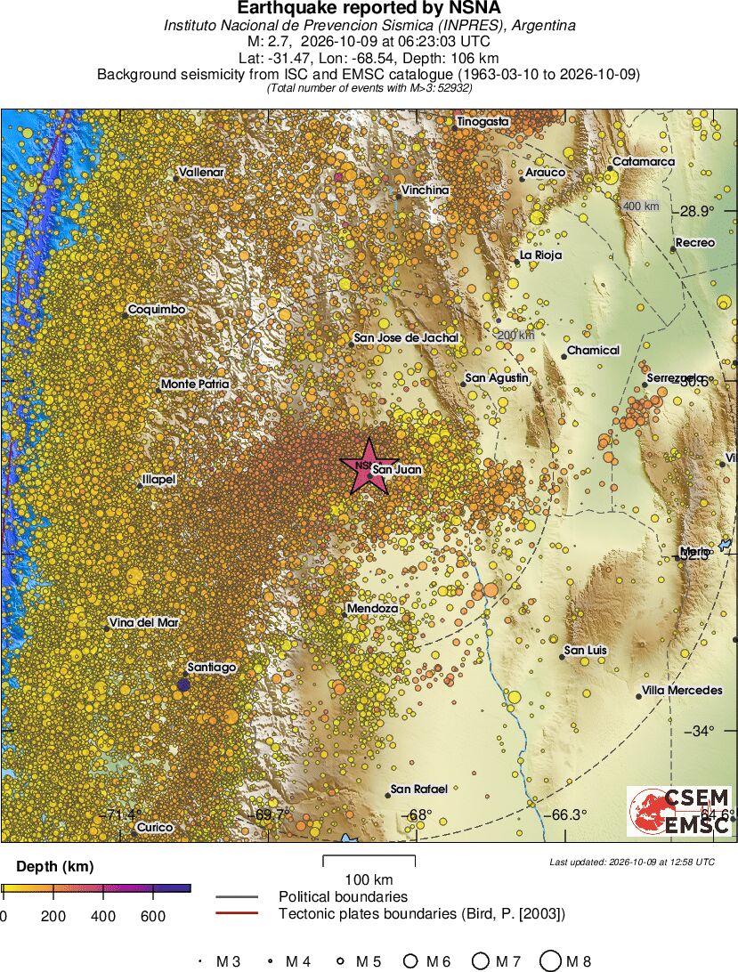 regional depth historical seismicity