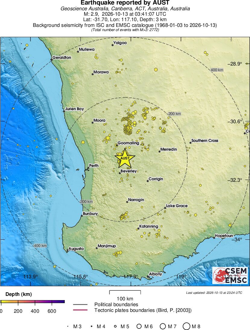 regional depth historical seismicity