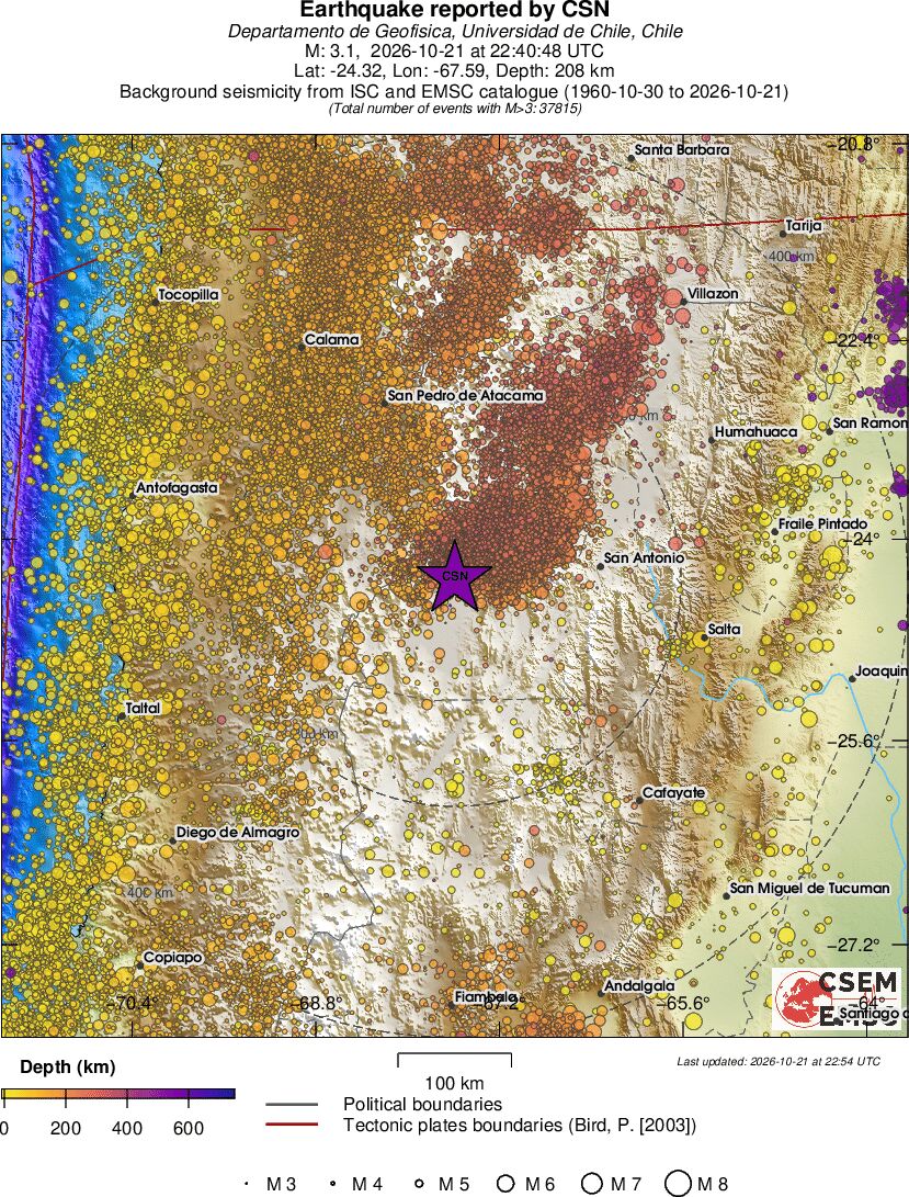 regional depth historical seismicity
