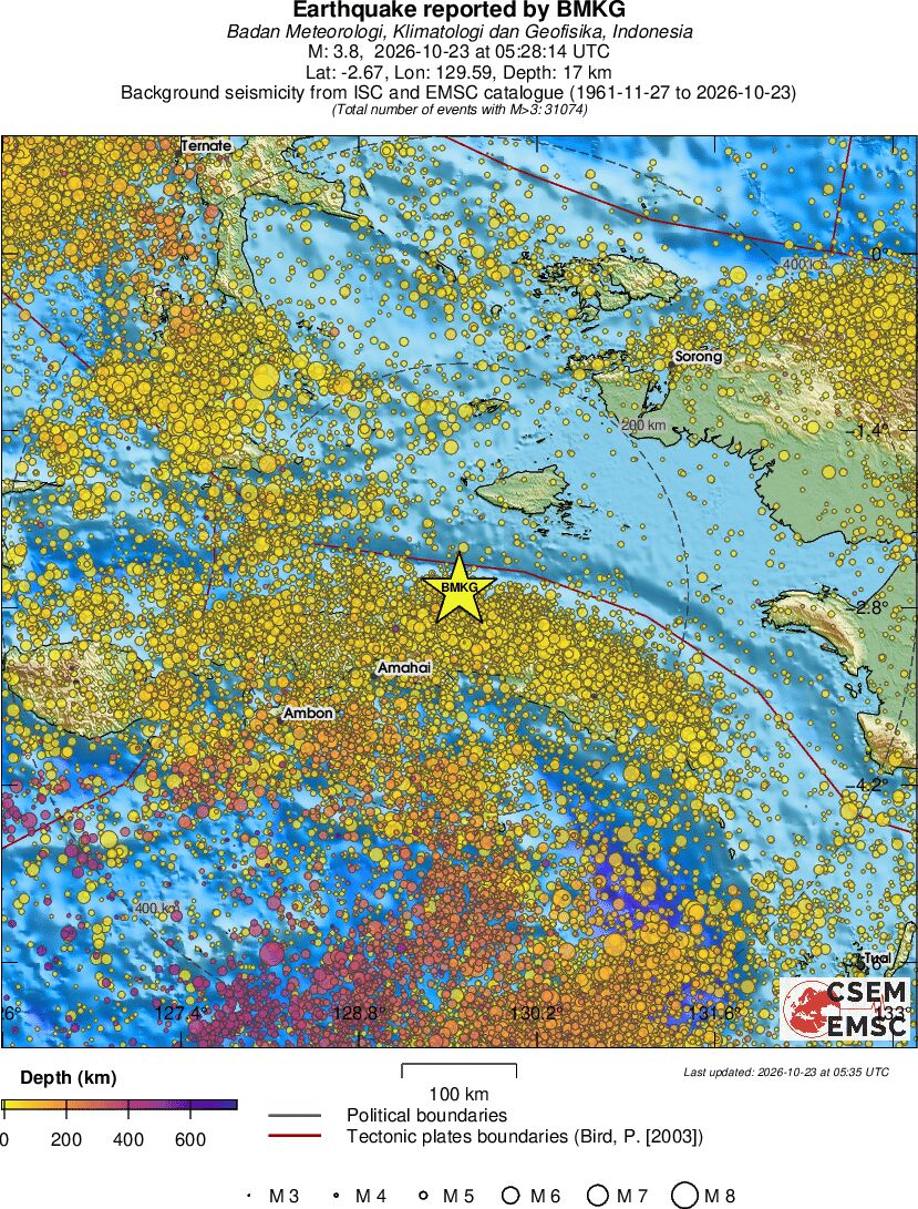 regional depth historical seismicity