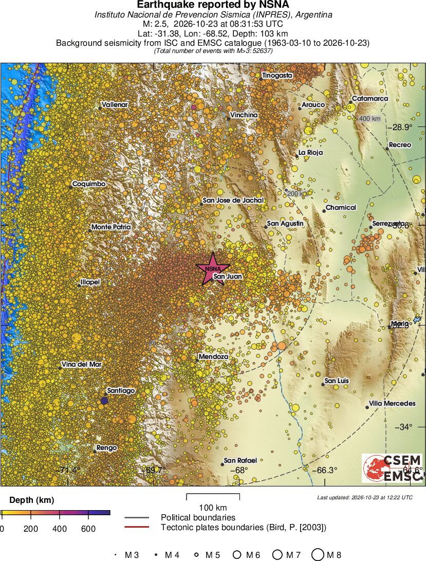regional depth historical seismicity