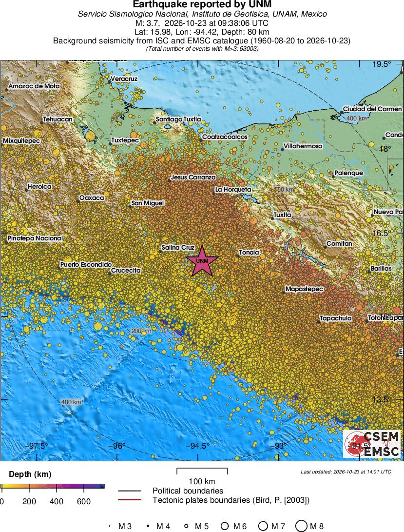 regional depth historical seismicity