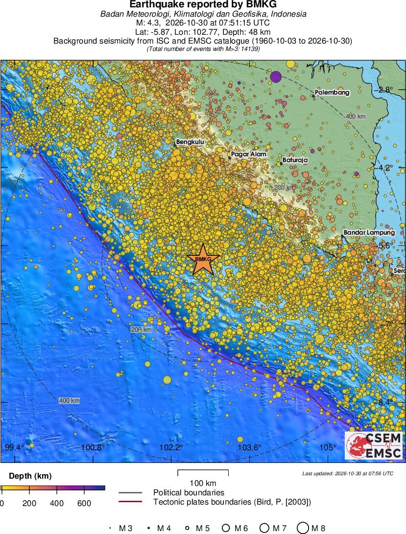 regional depth historical seismicity