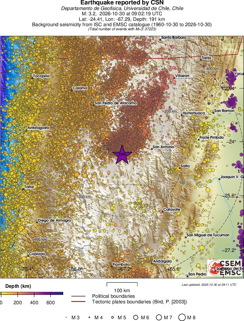 regional depth historical seismicity