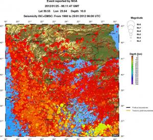 regional depth historical seismicity