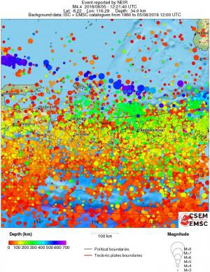 regional depth historical seismicity