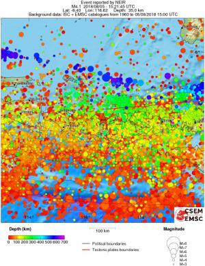 regional depth historical seismicity